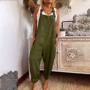 Women’s Wide Leg Solid Jumpsuit with Pockets and Adjustable Shoulder Straps in 3 Colors Sizes 4-30