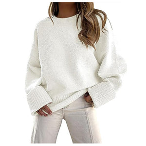 Women’s Long Sleeve Loose Fit Sweater in 8 Colors S-XL - Wazzi's Wear