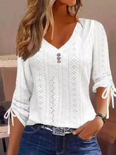 Load image into Gallery viewer, Women&#39;s Solid Long Sleeve V-Neck Top in 5 Colors Sizes 4-14