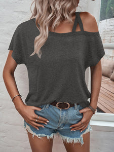 Women's Solid Off-the-Shoulder Short Sleeve Top in 2 Colors Sizes 4-12
