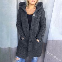 Load image into Gallery viewer, Women&#39;s Hooded Long Sleeve Sweater Cardigan with Buttons in 7 Colors S-4XL - Wazzi&#39;s Wear