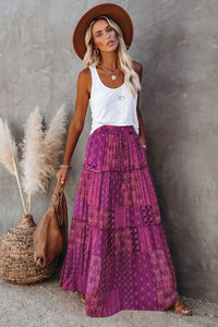Women’s Bohemian High Waist Maxi Skirt in 8 Colors Sizes 4-16